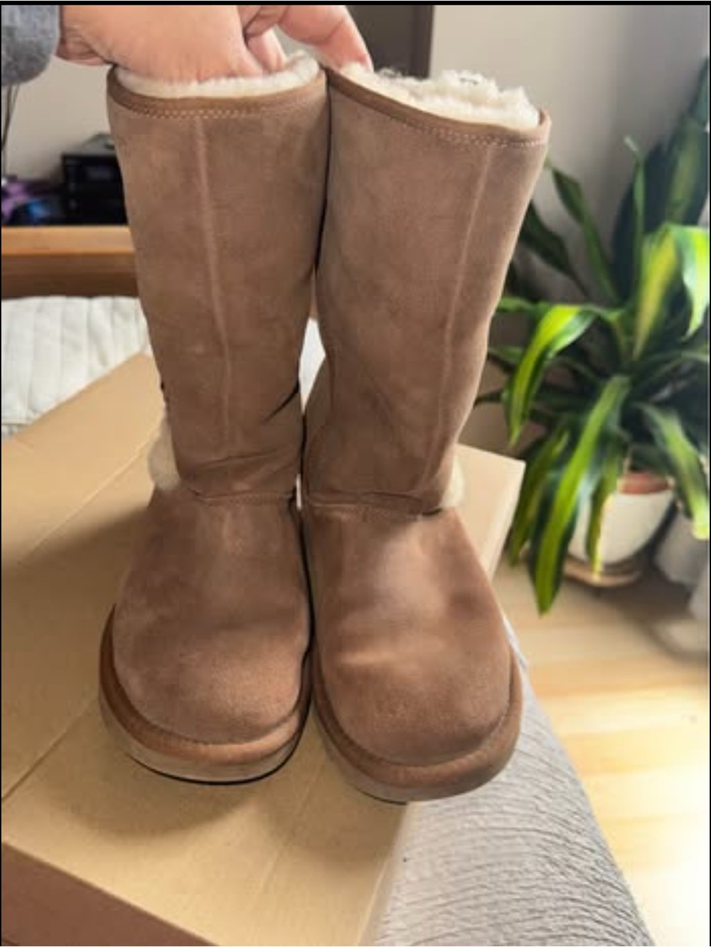 UGG Women's Chestnut Suede Mid-Calf Shearling Boots size 5 Women